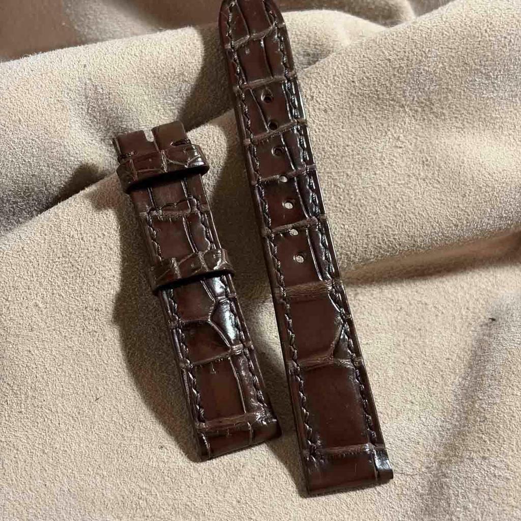 Used Cro-2196 Crocodile Watch Strap Brown (lug Width 18 Mm - Buckle Width 16 Mm)
