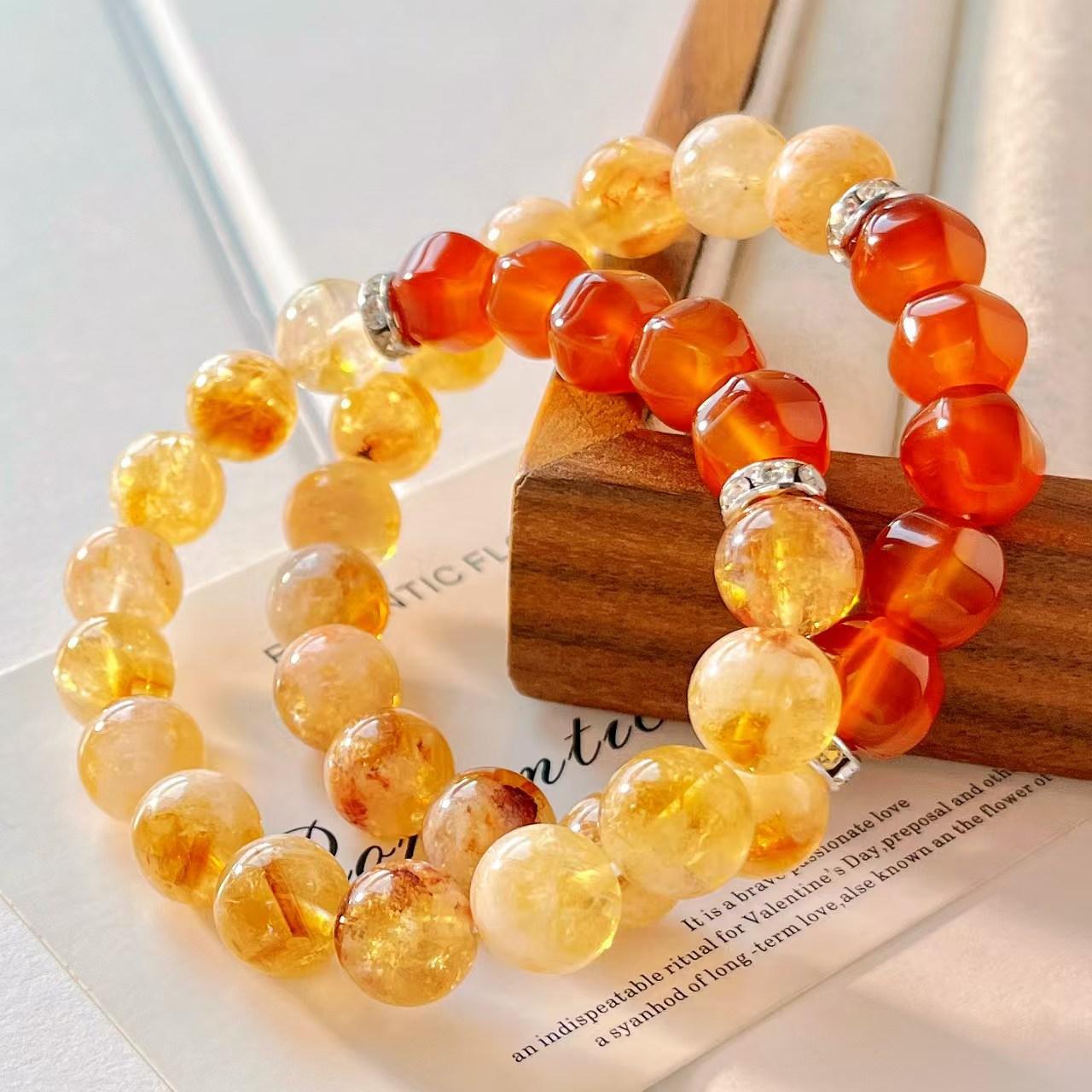Vintage 10Mm Honey Milk Cover Natural Yellow Tower Crystal Chalcedony Bracelet Bracelet