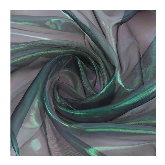 Organza Fabric for Wedding Decorations Party Wear, 2 Yards Long 59-Inch Wide, Rainbow Holographic Gauze for DIY Photography Backdrops, Personalized