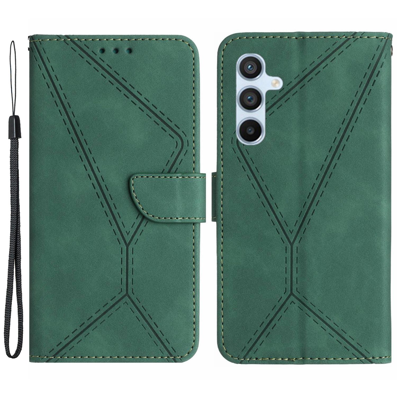 

HT05 Для Samsung Galaxy A25 5G (Глобальный) (161,0 х 76,5 х 8,3 мм) Чехол для телефона из ПУ кожи, приятный на ощупь, подставка, кошелек, чехол с тиснением Green