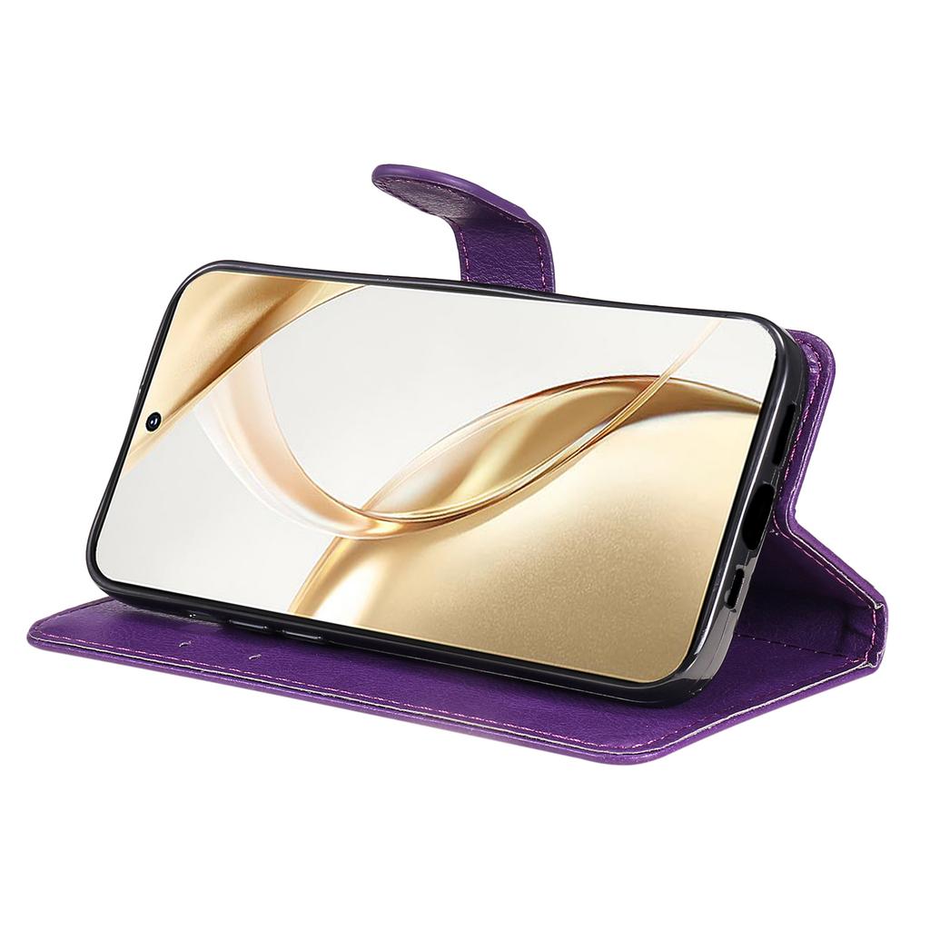 Für Honor 200 5G Hülle Einfarbiges Leder Handyhülle Brieftasche Ständer mit Riemen