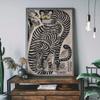 Vintage Japanese Tiger Cat Music Canvas Wall Art Print Poster Vintage Record Player Decorative Painting Home Room Decor Gift
