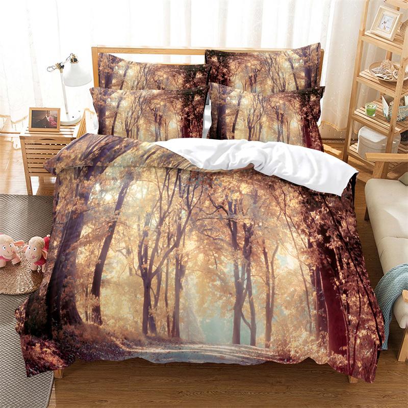 Romantisches Weißer Baum Bettbezug Set Mode Jugend Bettwäsche Set Leinen Queen Size Bett Bettdeckenbezug Set Jungen Mädchen Bettwäsche Set