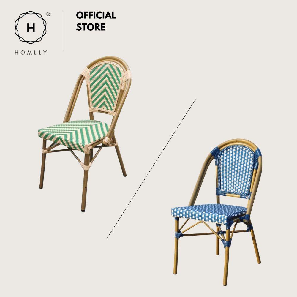 Homlly Francois French Rattan Outdoor Bistro Dining Patio Balcony Chair (X2PCS)