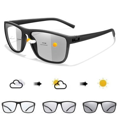 Men Women Fashion Photochromic Anti-Glare Sunglasses Classic Square Driving Outdoor Sports Cycling Running Eyewear