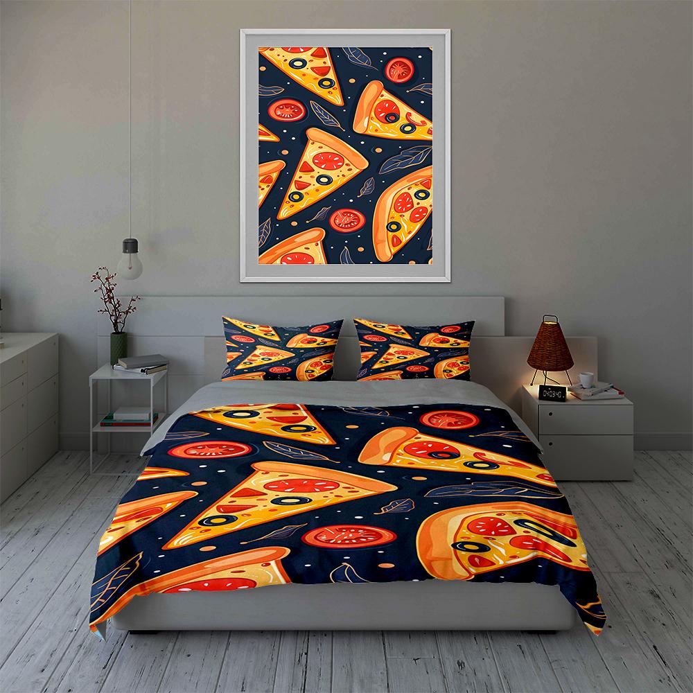 Pizza-themed design. Bedding Duvet cover sets Duvet covers Pillowcases gifts (1 * Duvet Cover 2 * Pillowcases, without duvet insert)