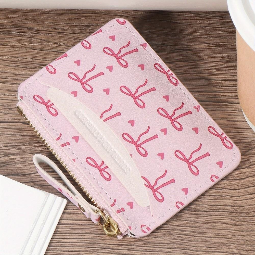 New PVC Credit Card Holder Slim Small Card Case Cute Bow Lightweight Coin Purse for Women Girls