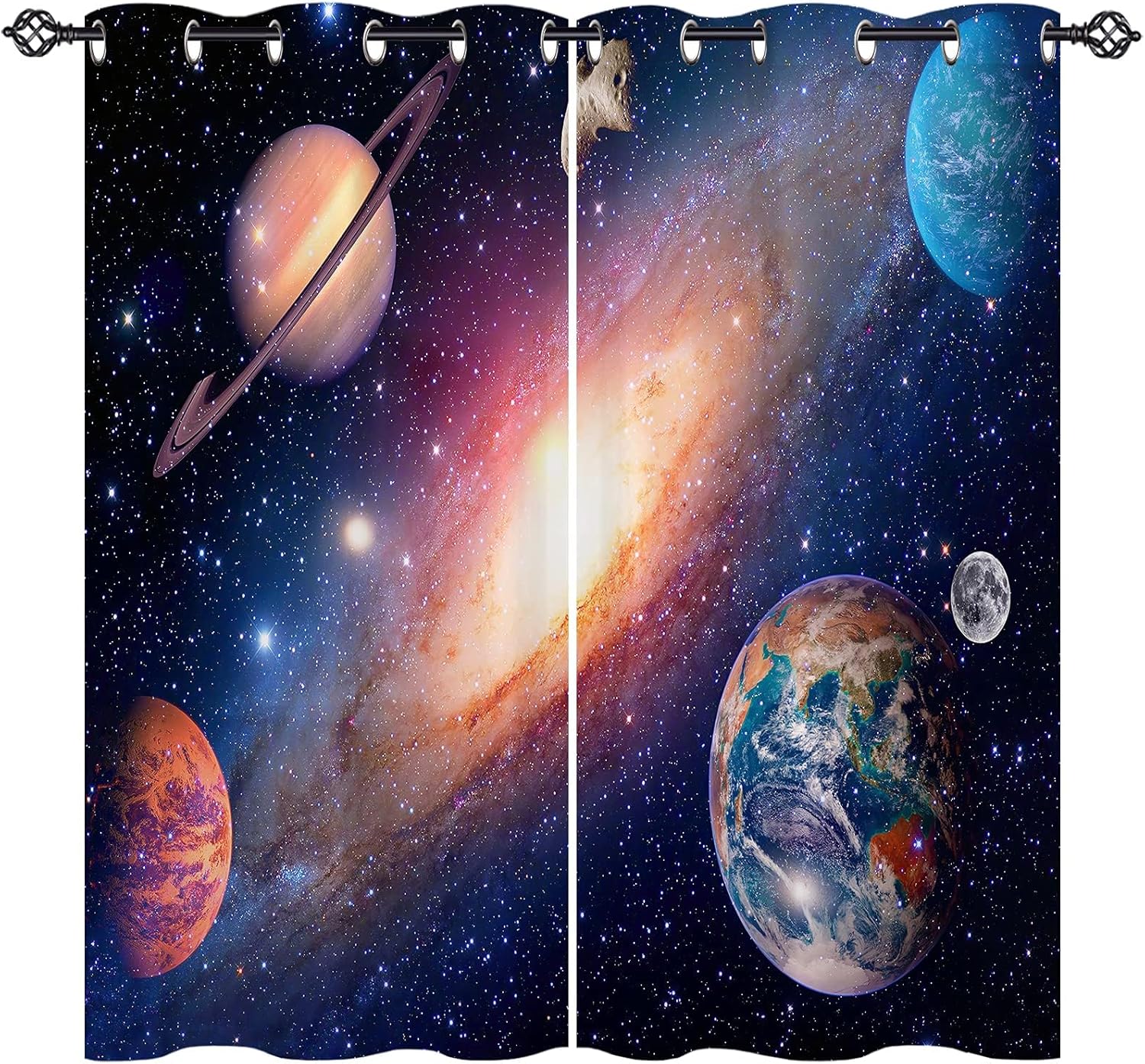 

Rod Pocket Kids Animal Jungle Safari Wildlife Elephant Giraffe Lion Print Pattern Privacy Fabric Window Drapes For Boys Bedroom 53x116CM-2PC