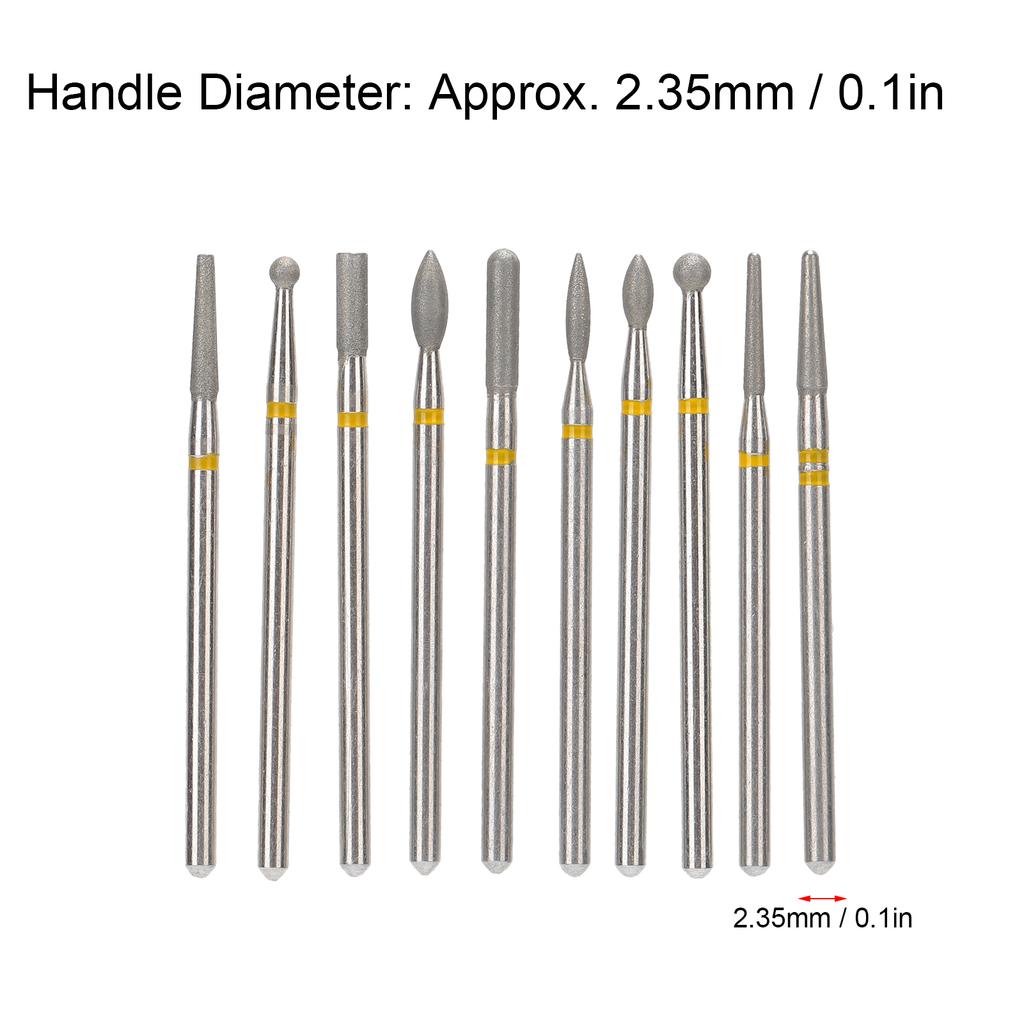 10Pcs Nail Drill Bits Milling Burr Grinder Multi Shape Removal Polishing Manicure Tools