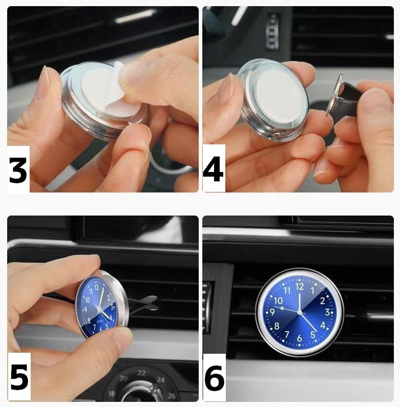 Plus Nao Car Watch Car Clock Vent Dashboard Car Clock Analog Car Goods Car Accessories Clip Blue, Blue