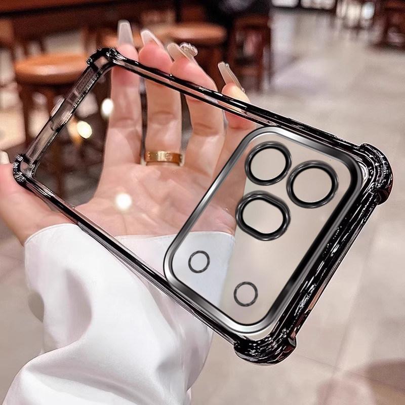 For Honor 600 Pro Cases Plating Lens Protection Film Phone Case For Honor 600 Pro Transparent Airbag Protection Case Bumper