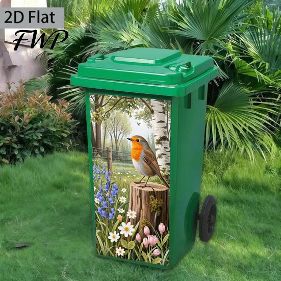 Trash Can Labels Stickers Self-Adhesive Waterproof Outdoor Garbage Bin Decoration Decals Simulation Animal Plant Themes Weather-Resistant