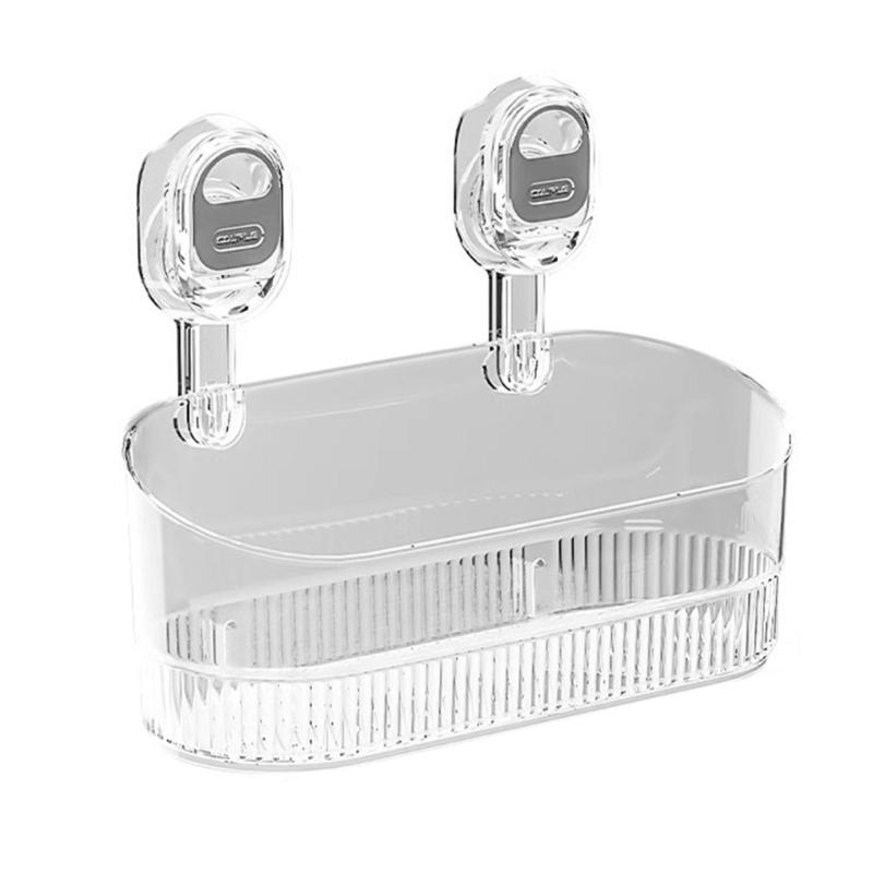 

Suction Cup Bathroom Storage Box Easy to Clean Suction Storage Holder Portable Organizers Rack for Convenient Use 1