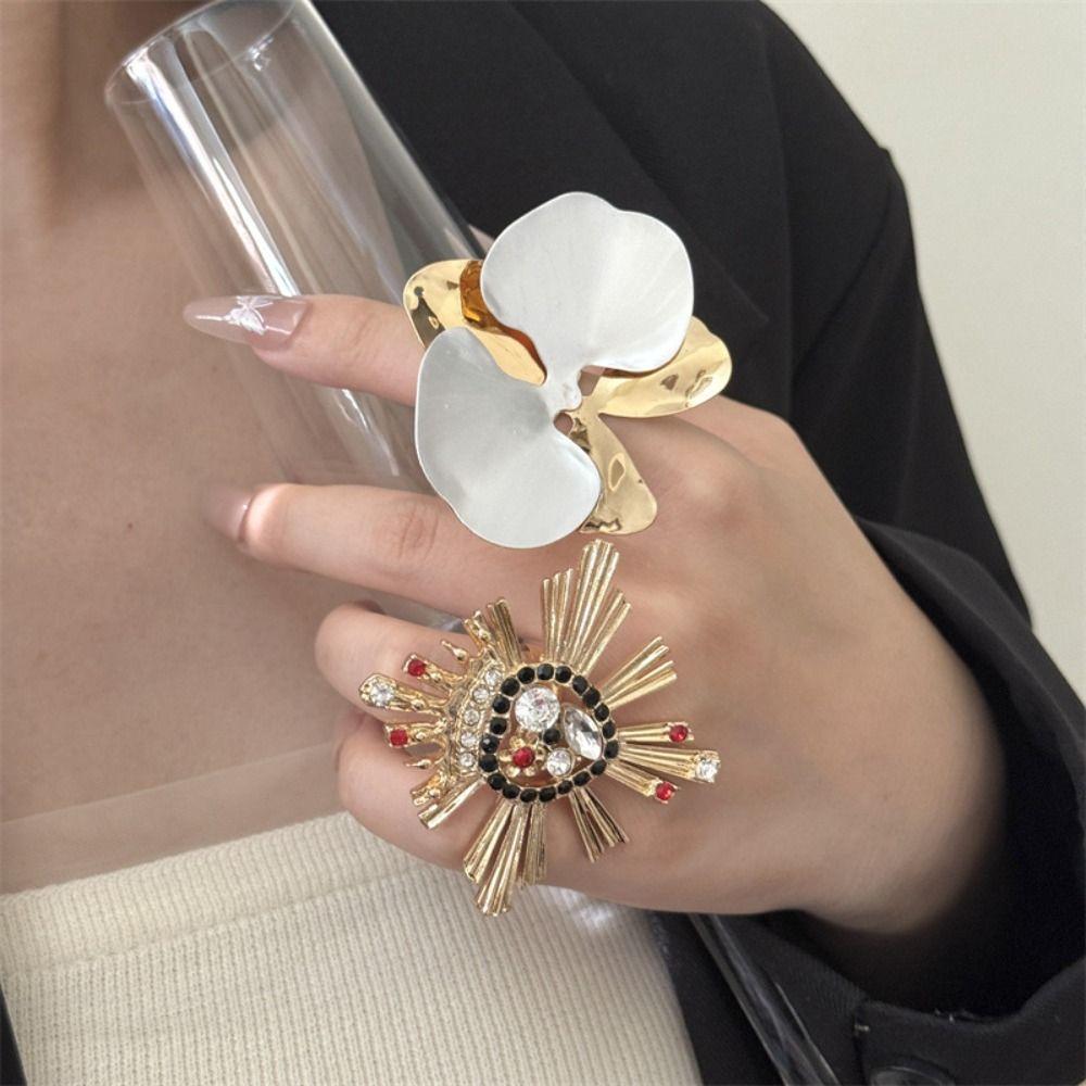 Butterfly Orchid Enamel Finger Ring Sweet French Irregular Ring Drip Oil Flower Ring Jewelry