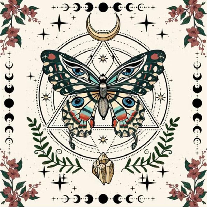 

Constellations Tarot Pattern Tablecloth Butterfly Moon Phases Tapestry Board Game Luck Altar Cloth Background Tapestry A 50x50cm