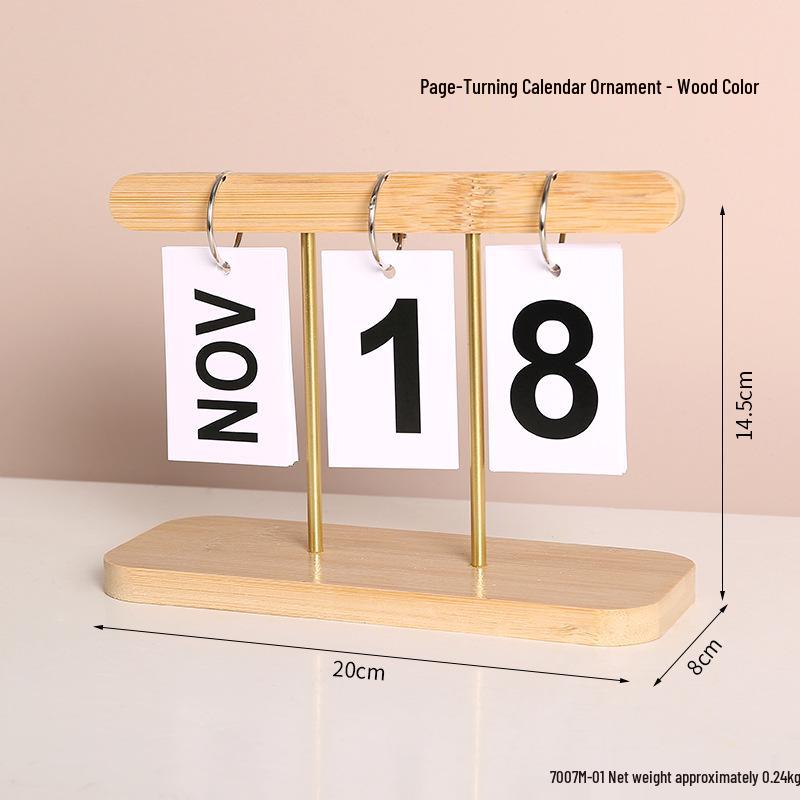 Perpetual Wooden Flip Calendar: Home and Desk Decor