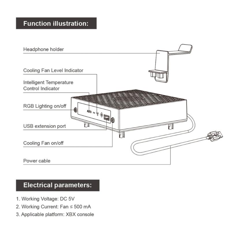 Cooling Fan with B Light 3 Speed Adjustable 1300/1500/1800RPM Cooling Fan Low Noise