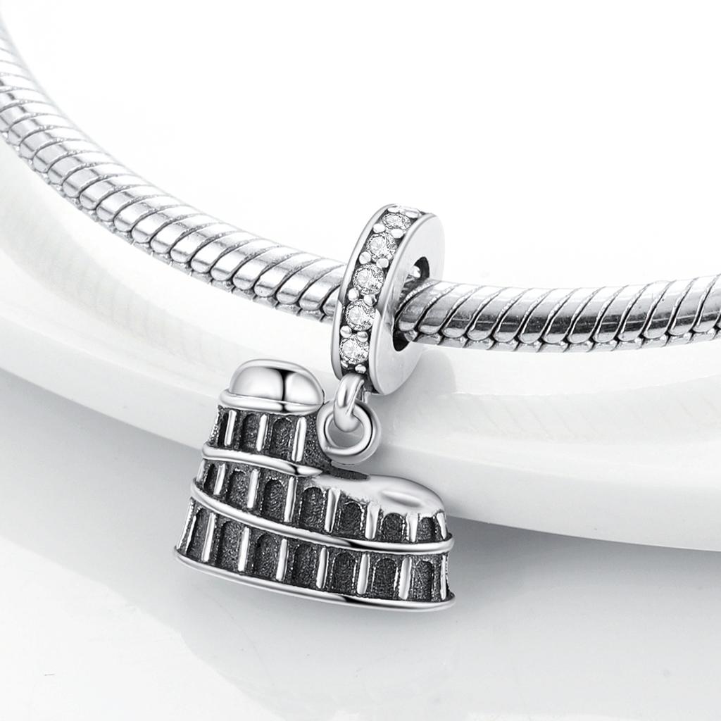 925 Silver Travel Charm Pendant New York Rome Vienna Landmark Building Bracelet Diy Fashion Jewelry Gift