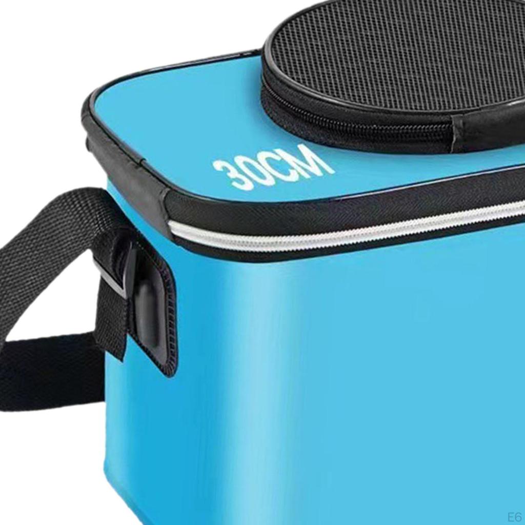 Składane Wiadro Wędkarskie z Paskiem na Żywe Ryby, Idealne na Wędrówki i Kemping