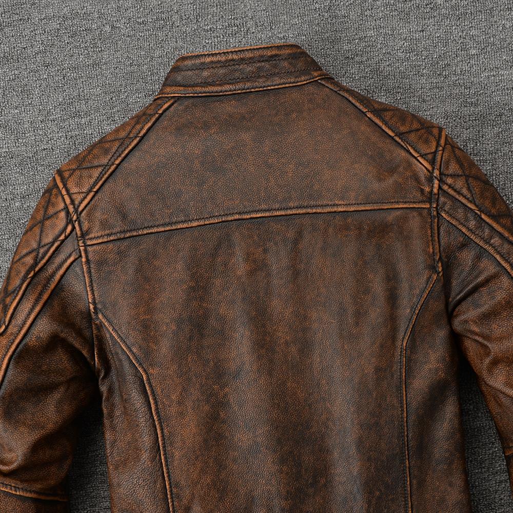Motorcycle Jackets Slim Fit Genuine Cow Leather Jacket Men Cowhide Coat Riding Biker Jackets For Men Clothing Autumn