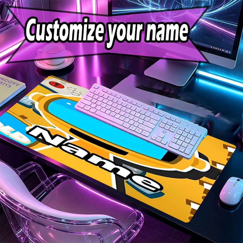 Custom Name Personalized Cosmic Bot Crew Pattern Mousepad, Laptop PC Desk Mat, Decorative Desk Mat for Home Keyboard Pad Gift
