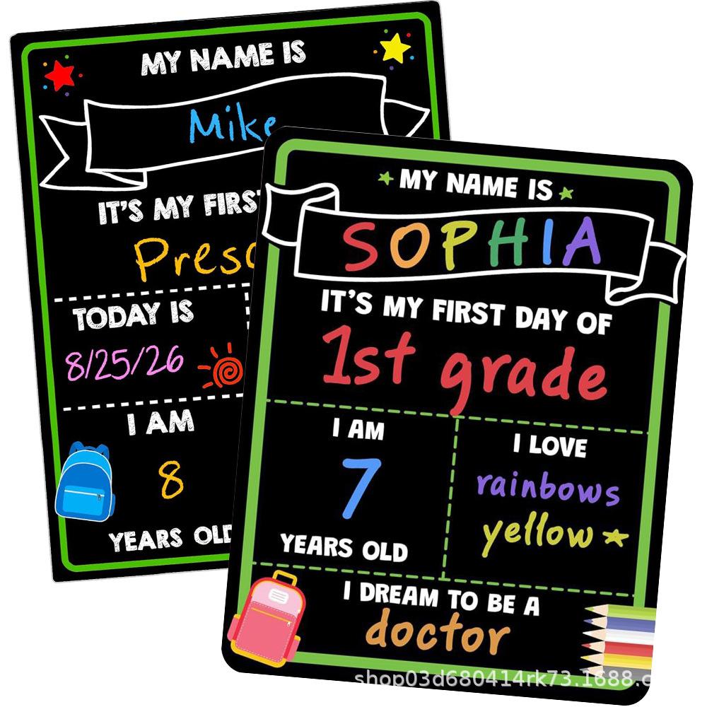 Double-Sided Blackboard Handheld Photo Prop & Back To School Sign Decoration
