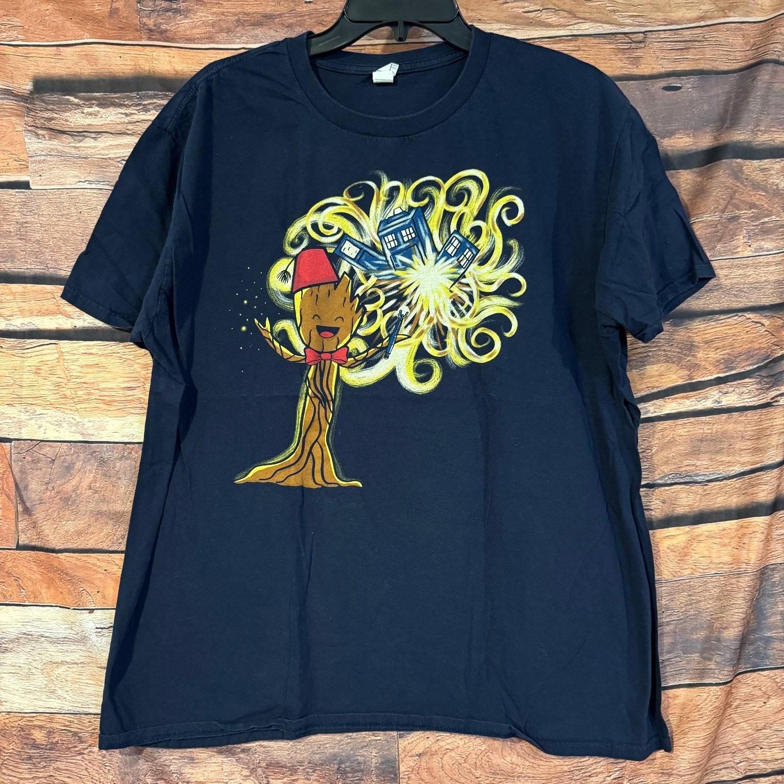 Doctor Groot XL Navy Blue Doctor Who TARDIS Guardians of the Galaxy Dmg Unisex T-Shirt S