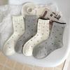 Floral White Socks - Breathable Mid-calf Socks Suitable for Spring and Autumn, Cute Frilly Socks with Multiple Layers, Summer Lightweight Long Socks