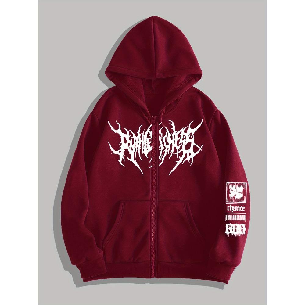Men's Gothic Dark Printed Zipper Hoodie, a Fashionable Streetwear Choice for Casual Occasions