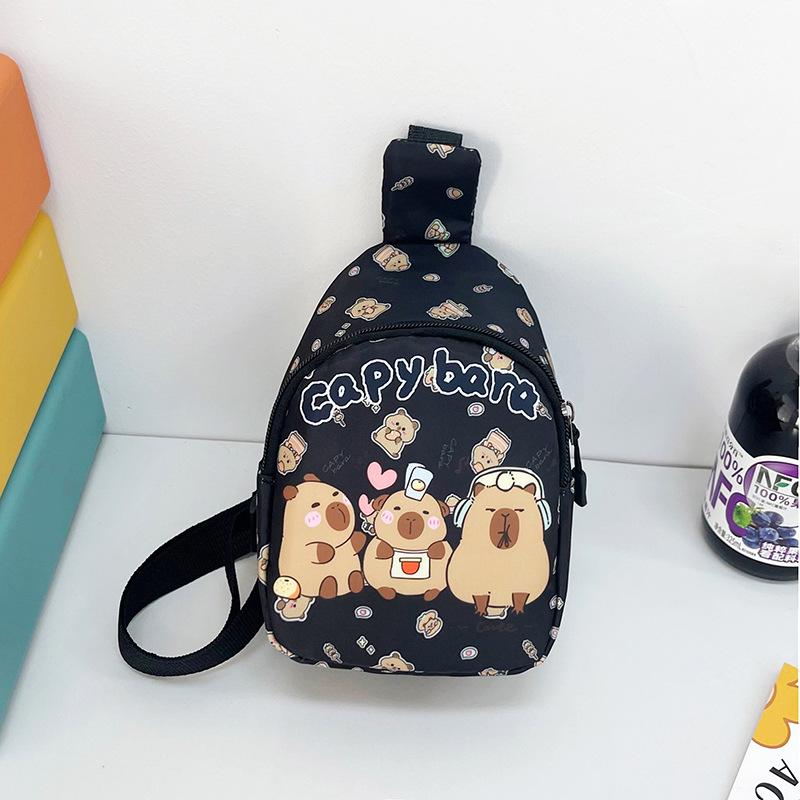 

Детская нагрудная сумка новый мультяшный милый принт большая вместимость высокая ценность ученики начальной школы повседневная универсальная сумка для мелочи чёрный