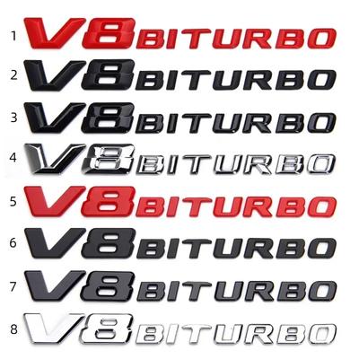 3D ABS Black Logo V8 BITURBO Emblem Car Fender Badge For C63 G63 E63 S63 W222 W223 W213 W212 W205 W204 Accessories