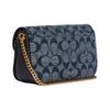 Coach Kleo Series 19 Chambray Monogram Saddle Flap Leather Shoulder Bag Women Shoulder Bag Denim-Blue C8304-IMDEI