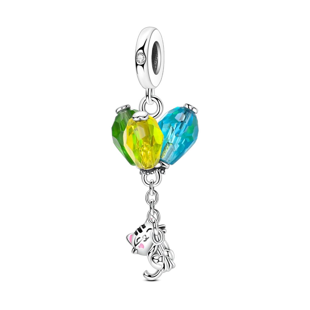 Charms Copper Luminous Cat Pendant Beads Fit Original Bracelet Diy For Women Necklace Jewelry Making Gift