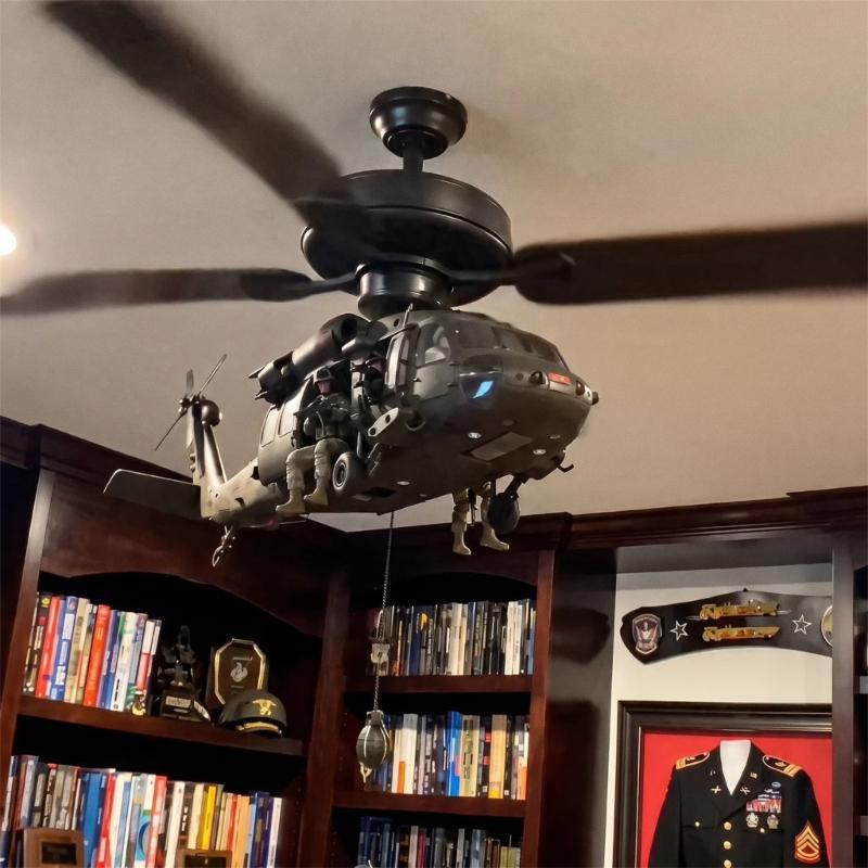 Helicopter Hanging Display Set, Ceiling Mount Attachment for Aviation Themed Study, Bedroom or Hobby Room Decors