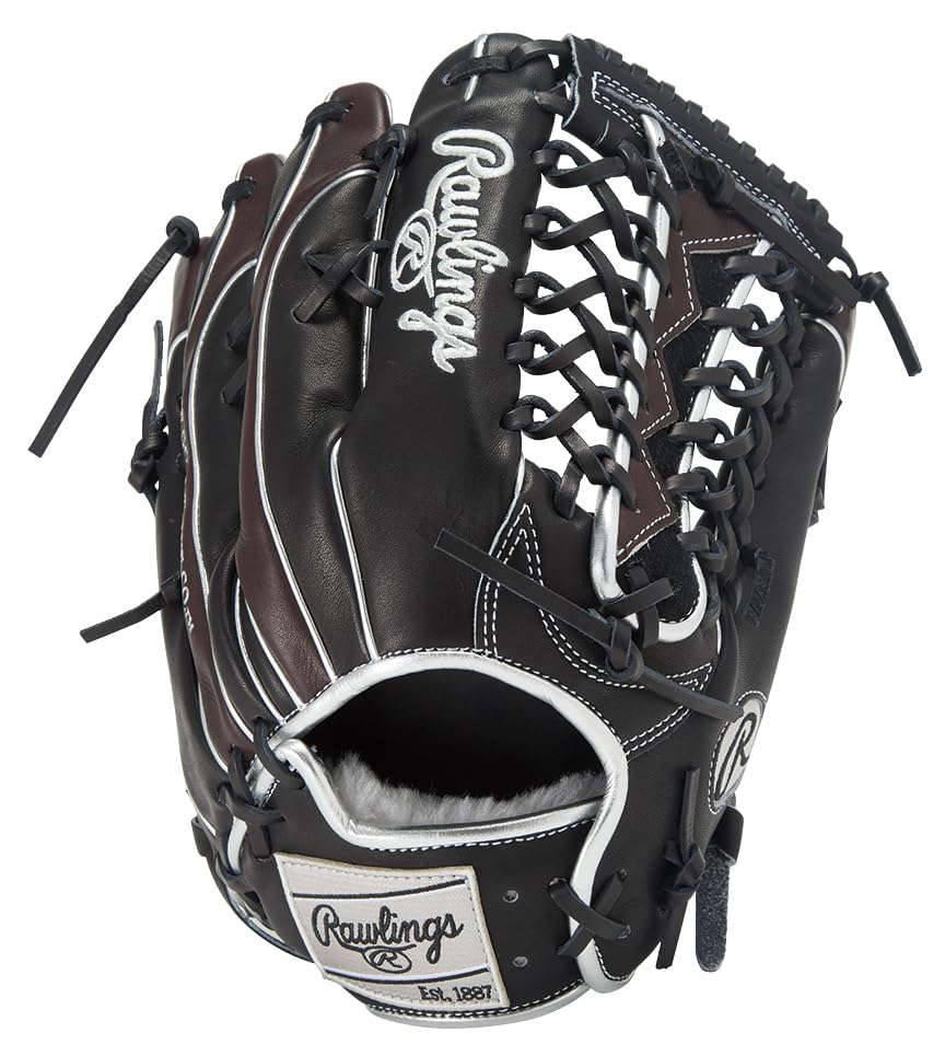 Rawlings PRO EXCEL Wizard COLORS Baseball Glove for Throw HOH® #02 (GR5FHW2CB88MG) Outfielders, 12.5 inches, Black/Chocolate, Left-Handed
