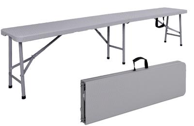 Ławka Cateringowa Składana W Walizkę 180 Cm Rattan Szara