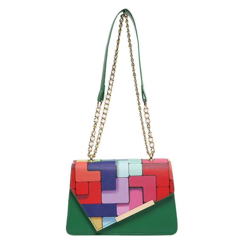 

This year, a small fresh foreign style chain small bag is popular for women s 2024 summer new fashion contrasting color messenger small square bag. зелений