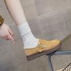 Buckle Women's Autumn and Winter Fur Integrated Cotton Shoes Thick Sole Heightening Round Head Retro Matte