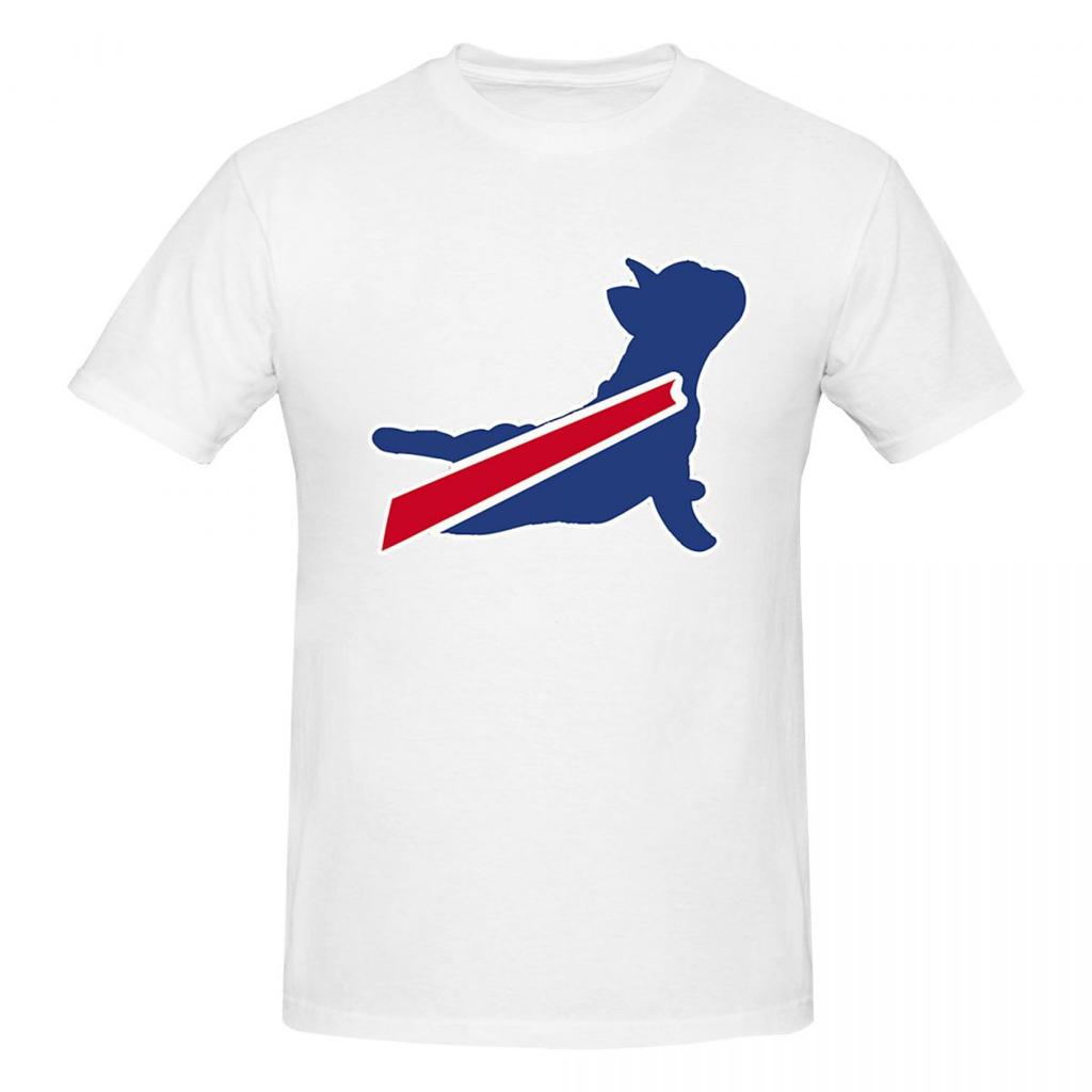Buffalo Bills Buldog Francuski Męski T-Shirt Klasyczne Oversize T-Shirty Męskie Bawełniane Koszulki z Okrągłym Dekoltem Krótkie Letnie Męskie