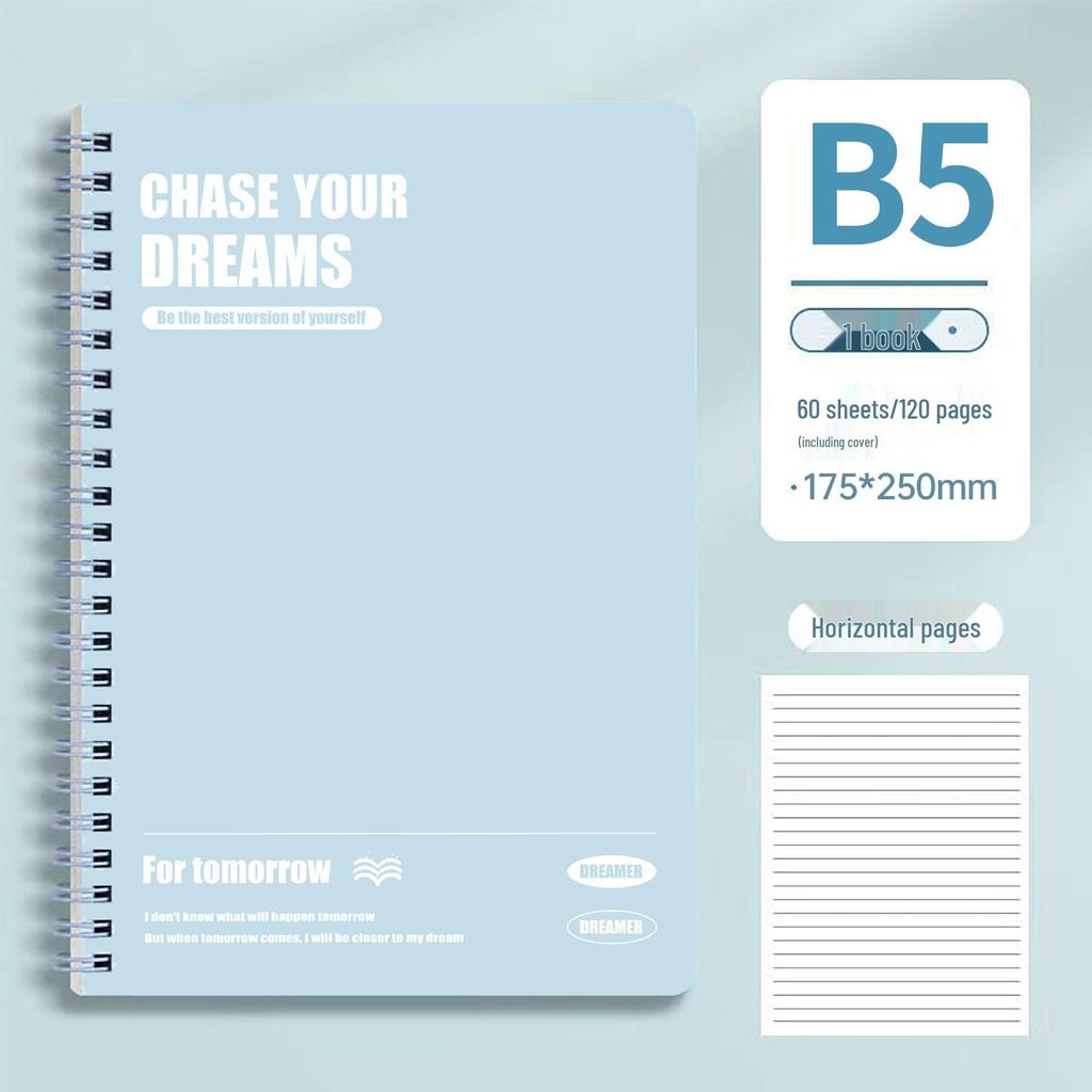 Super Thick Spiral Notebook B5, Lined, High Appearance A5, Perfect for High School Exam Prep.