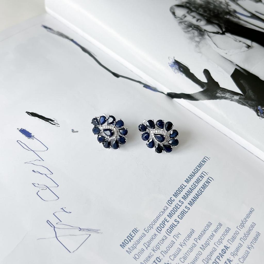 Silver Earrings with Natural Sapphire 9.918ct (2150534)