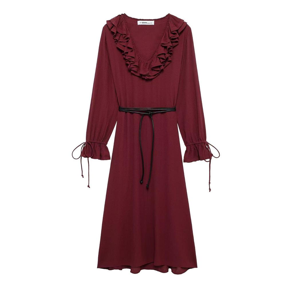 Spring 2025 European & American Women's Layered Midi Dress