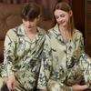 2026 Silk Spring Autumn Couple Pajamas Set Men's & Women's Long Sleeve Classic Thin Style