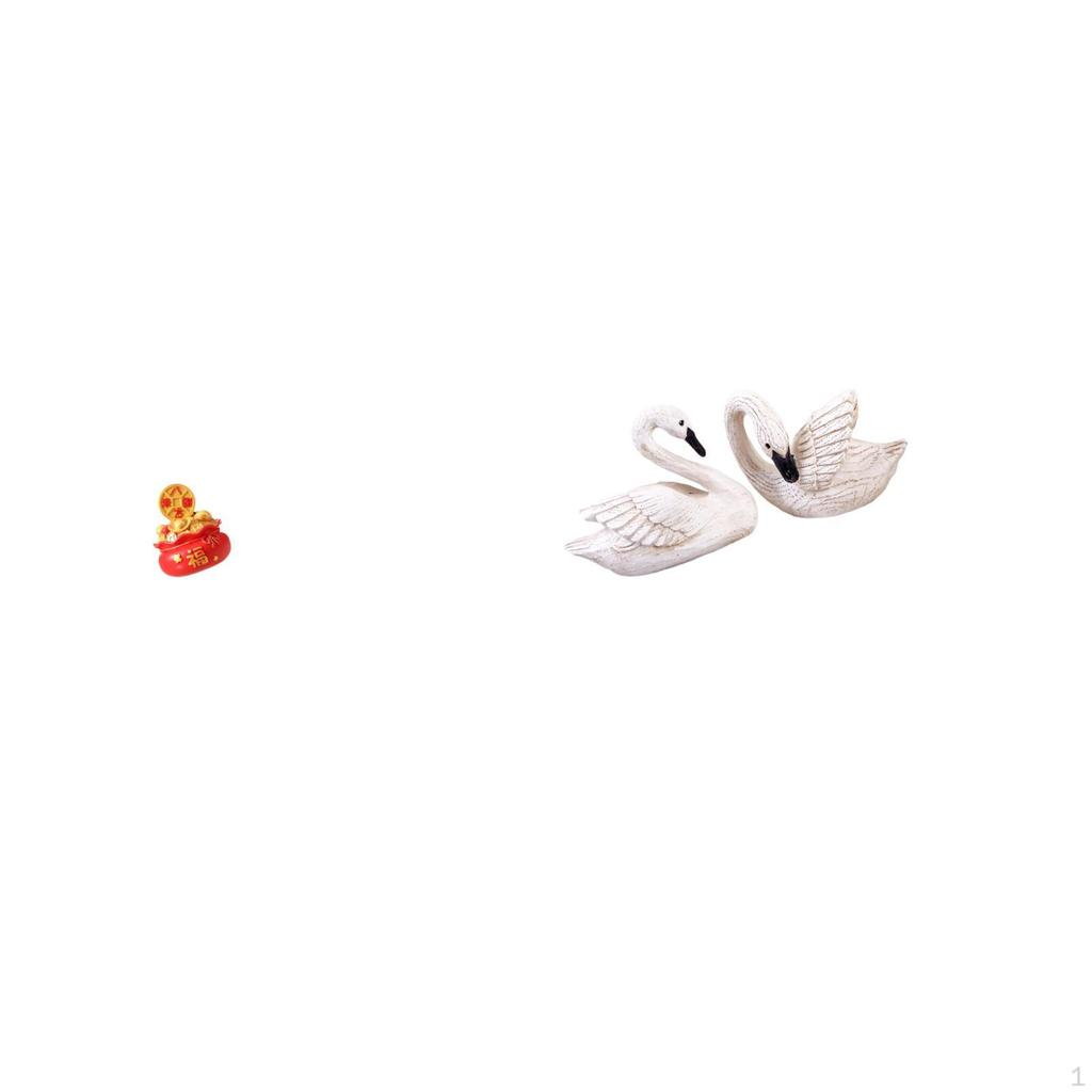 Festival Treasure Basin Swan Ornament Resin Art Craft Figurine for Bedroom Living Room Housewarming