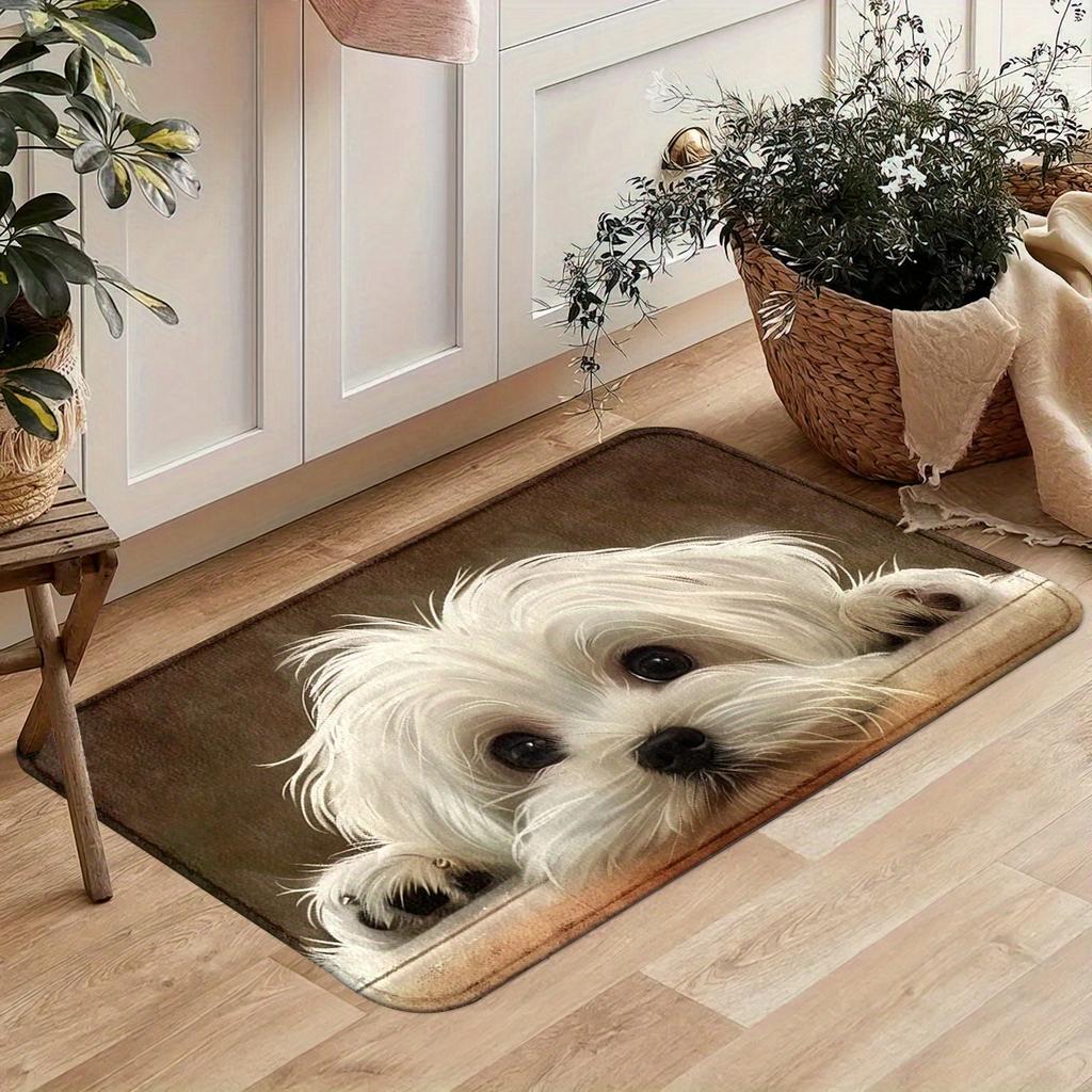 1Pcs Anti Fatigue Kitchen Rugs,Adorable Dog Design Print Waterproof Non-Slip Thick Cushioned Kitchen Mat Heavy Duty Comfort Standing Mat for Kitchen