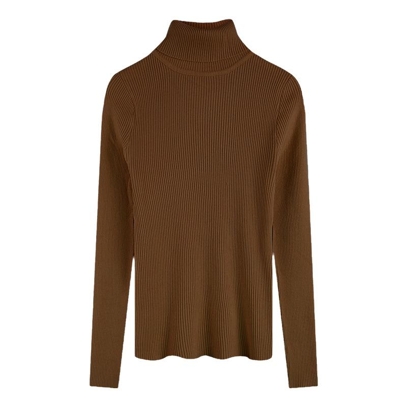Solid Half High Collar Base Pullover Sweater for Women Autumn and Winter New Knitted Sweaters Long Sleeve Slim Fit Casual Woman Jumpers Tops 25055
