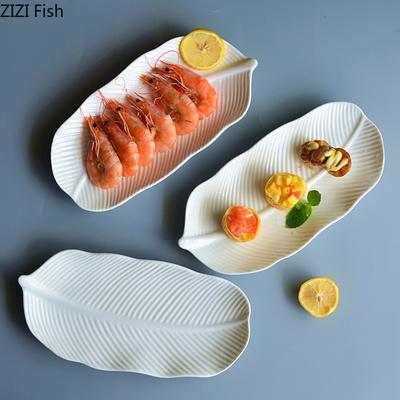 Leaf Plate Creative Ceramic Cooking Dishes Restaurant Food Decoration Dim Sum Dessert Plate Steak Plate Kitchen Tableware