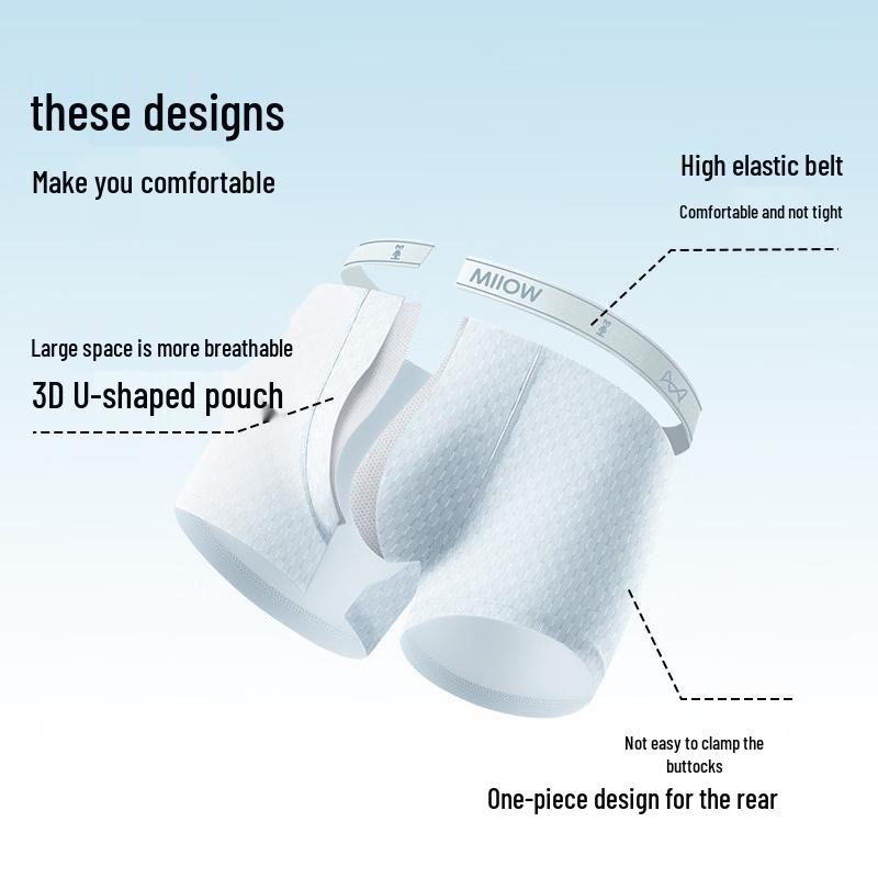 Maoren Boys' Ice Silk Breathable Antibacterial Underwear (4-Pack)
