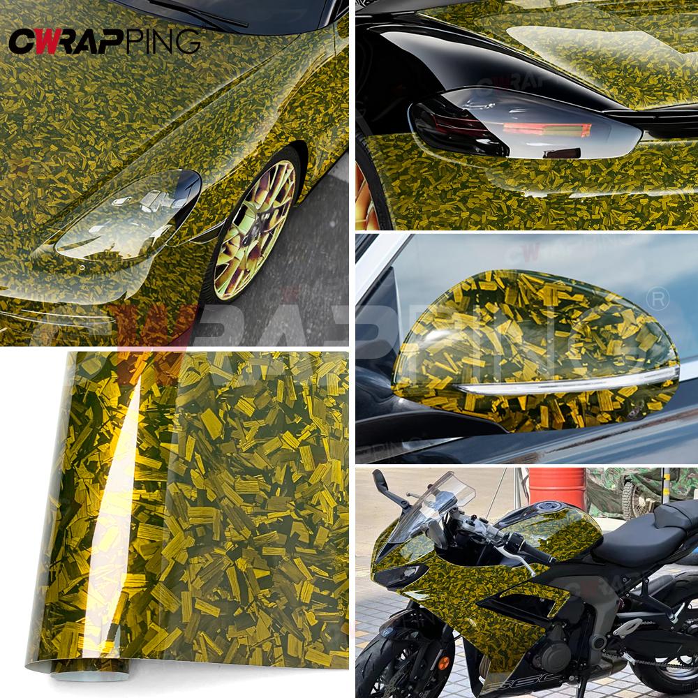 Glossy Forged Carbon Fiber Car Sticker Automotive Vinyl Paper for Car Film Covering Motorcycle Adhesive Vinyl Wrapping Tools