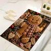 1Pc Christmas Gingerbread Decorations Rug Office Carpet Indoor Outdoor Doormat Nonslip Soft, Living Room Christmas Halloween Gift D91839